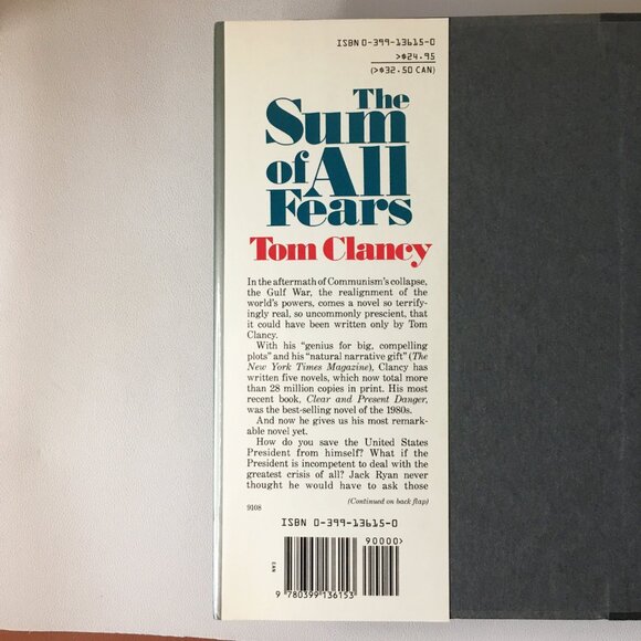 TOM CLANCY Hardcover Book THE SUM OF ALL FEARS (A Jack Ryan Novel) - Picture 7 of 8